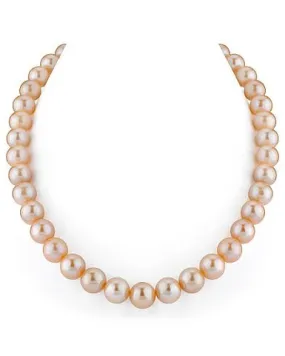 10.5-11.5mm Peach Freshwater Pearl Necklace - AAA Quality