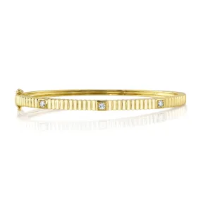 14K Yellow Gold Diamond Fluted Bangle