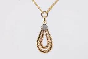 16.5"  14k Tri-Tone Gold Diamond Pendant Necklace (10.16g.)