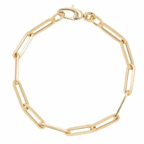 18K LG Hollow Link Chain Bracelet 7”