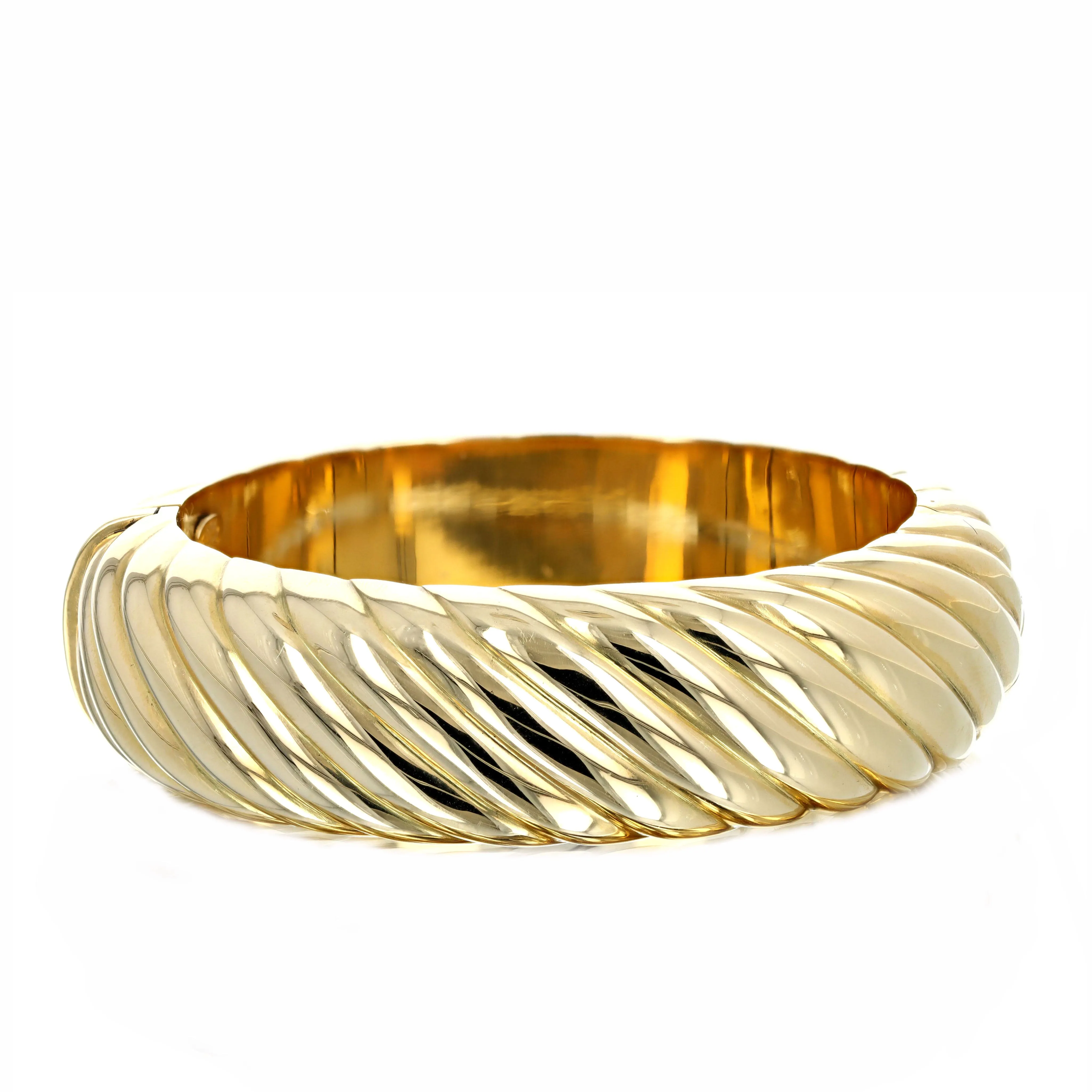 18K Yellow Gold Wide Cable Bangle