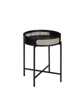 24" Black Melamine Veneer And Manufactured Wood Round End Table By Homeroots