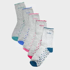 5pk Cotton Rich Worded Socks