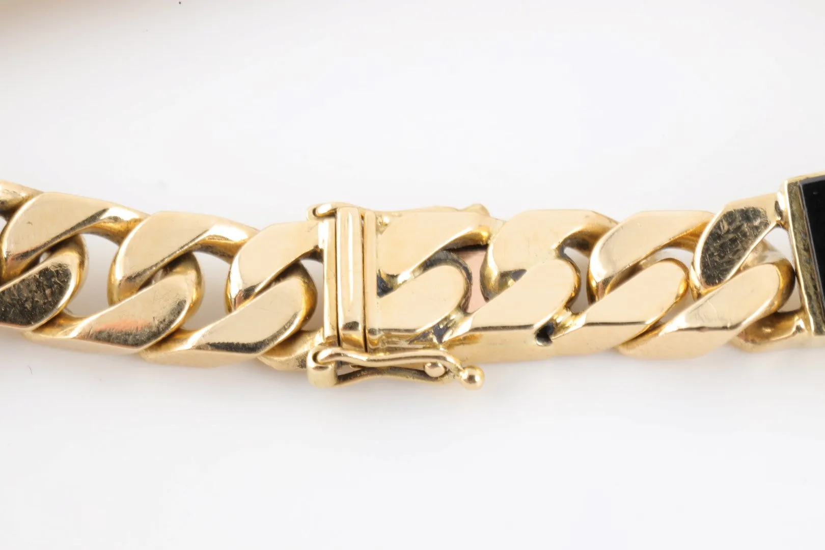 7.5" Tiffany & Co. 18k Yellow Gold Vintage Onyx Curb Chain Bracelet (44.38g.)