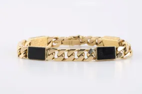 7.5" Tiffany & Co. 18k Yellow Gold Vintage Onyx Curb Chain Bracelet (44.38g.)