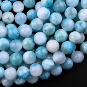 AA Genuine Natural Blue Larimar 6mm 7mm 8mm 9mm 10mm 11mm 12mm Round Real Genuine Larimar Gemstone Beads 15.5" Strand