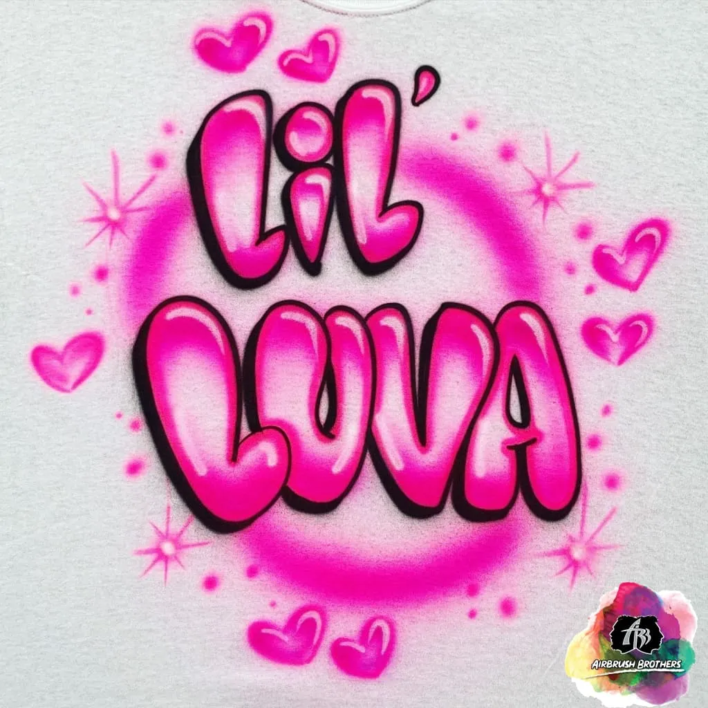 Airbrush Bubble Letters with Hearts Shirt Design