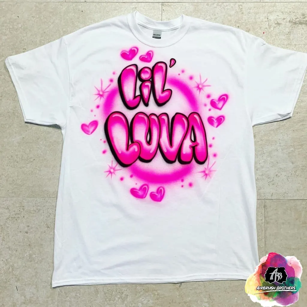 Airbrush Bubble Letters with Hearts Shirt Design