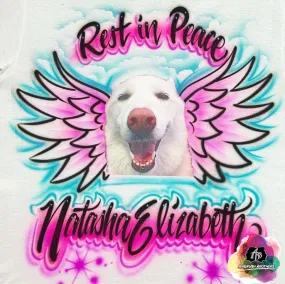 Airbrush Pet w/ Wings And Clouds Memorial Shirt Design