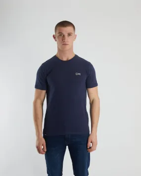 Basic Caden O Neck Tee Navy Iris