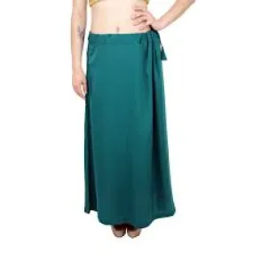 Beautiful Dark Green Women's Pure Cotton Readymade Petticoat For Saree