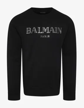 Black Metallic Logo Print Sweatshirt