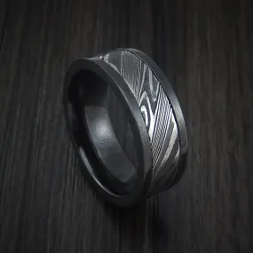 Black Titanium and Kuro Damascus Steel Band Custom Made Men's Ring