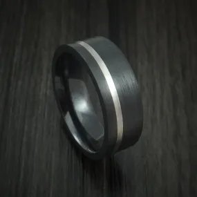 Black Zirconium and Platinum Men's Ring Custom Made Band