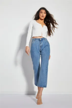 Blue Vintage Wash High Waisted Mom Jeans