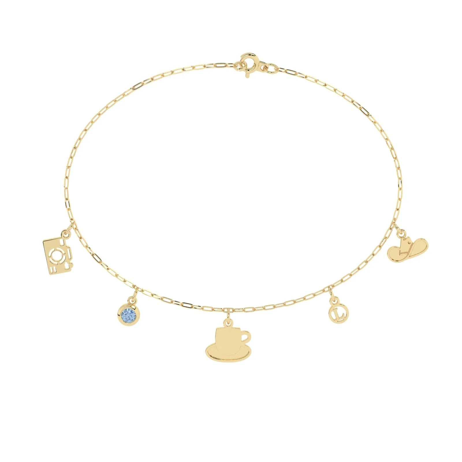 Build Your Own Five Charm Bracelet | 10k Yellow Gold