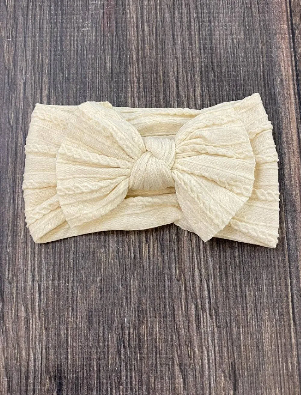 Cable Knit Bow Headband: Eggplant