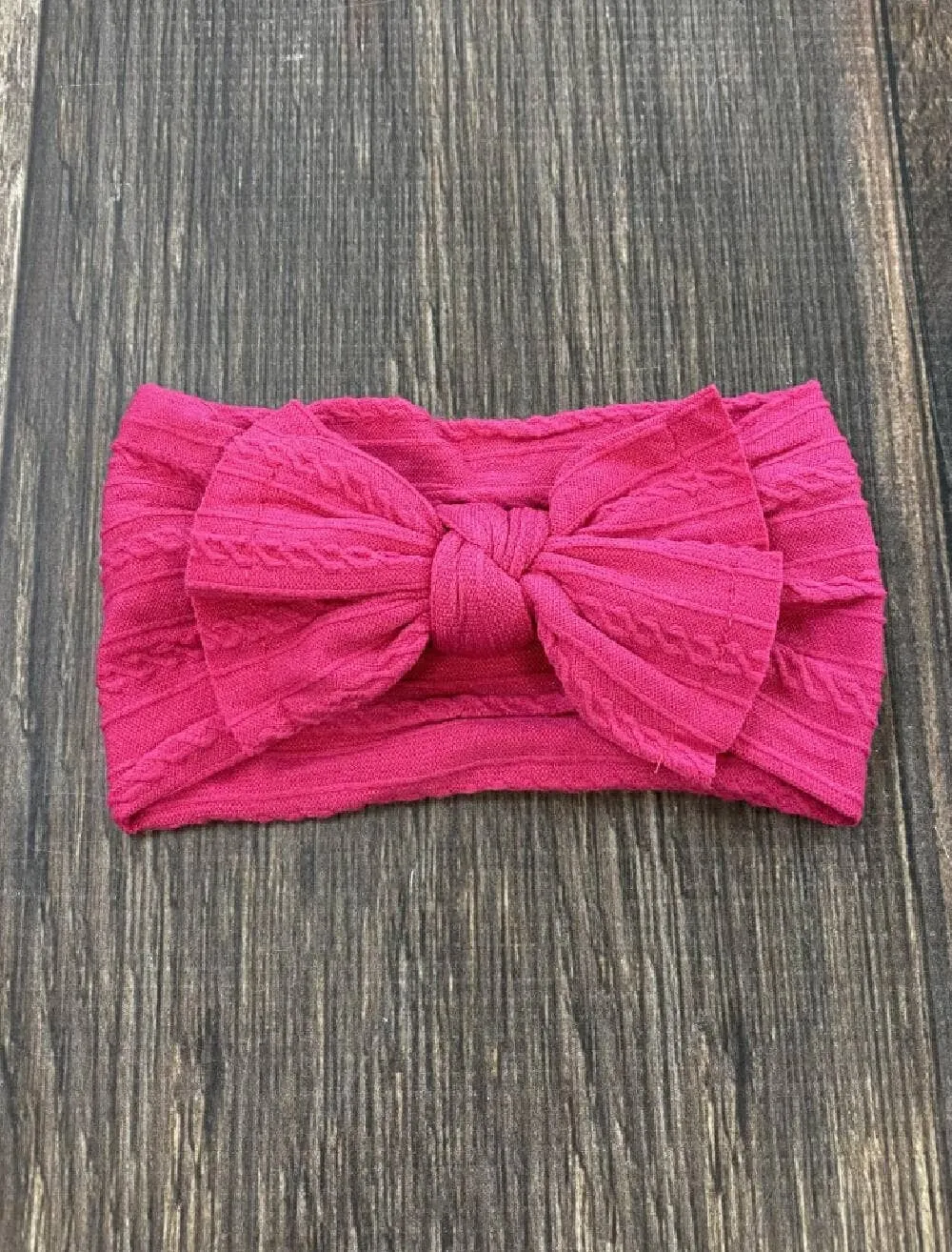 Cable Knit Bow Headband: Eggplant