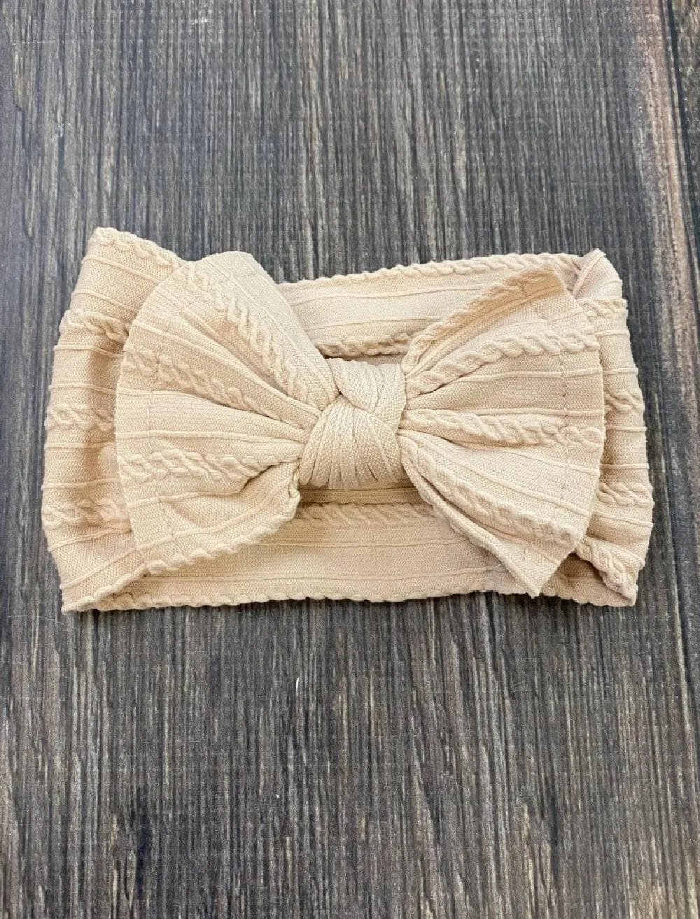 Cable Knit Bow Headband: Eggplant