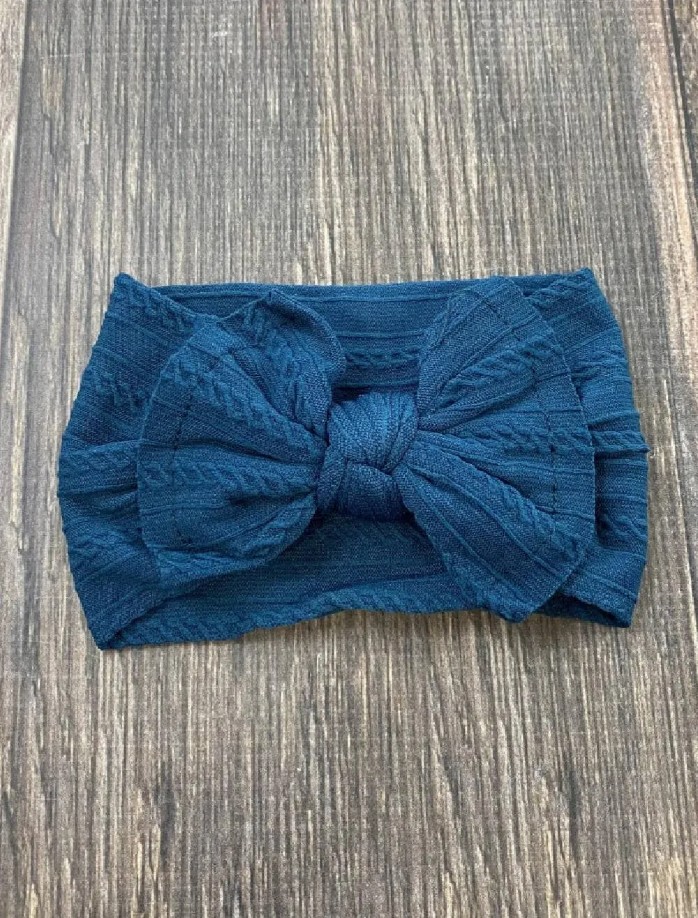 Cable Knit Bow Headband: Eggplant