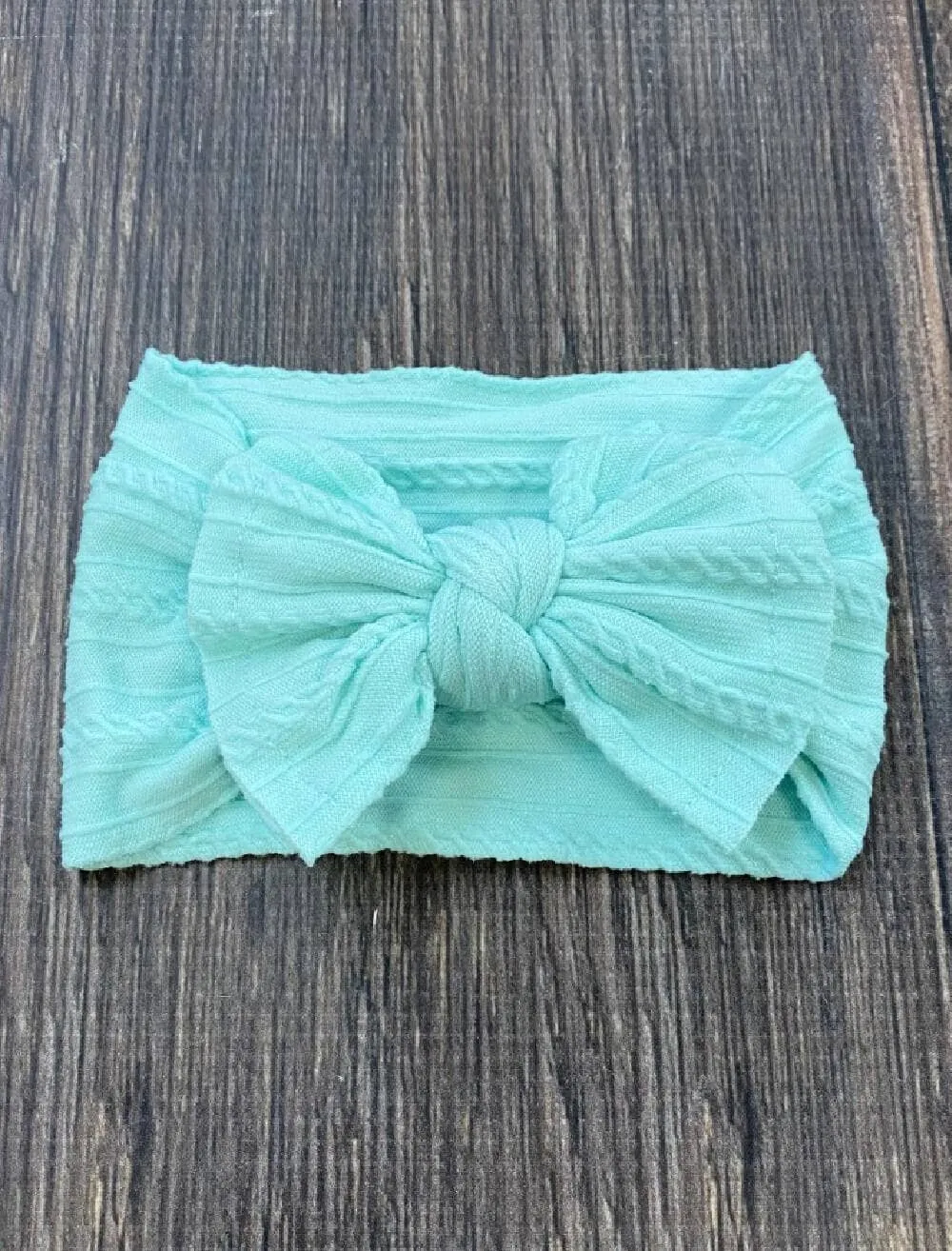 Cable Knit Bow Headband: Oatmeal