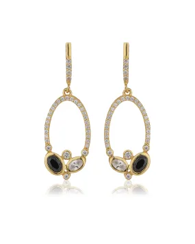 Carlton London 925 Sterling Silver Gold Plated Cz Contemporary Drop Earring For Women