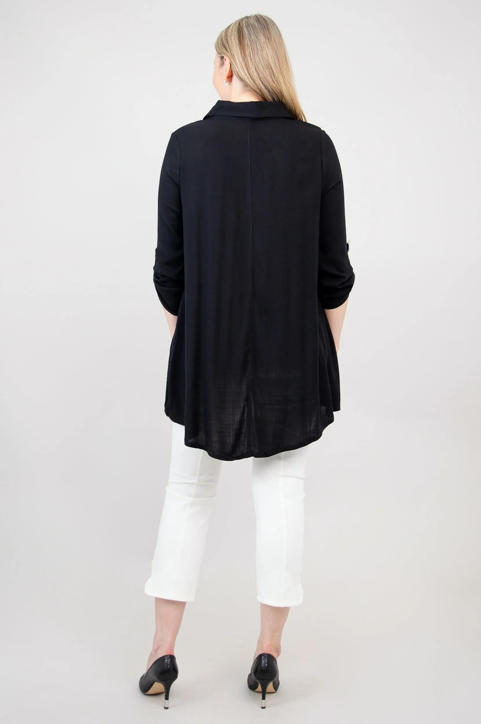 Celine Tunic, Black, Linen Bamboo