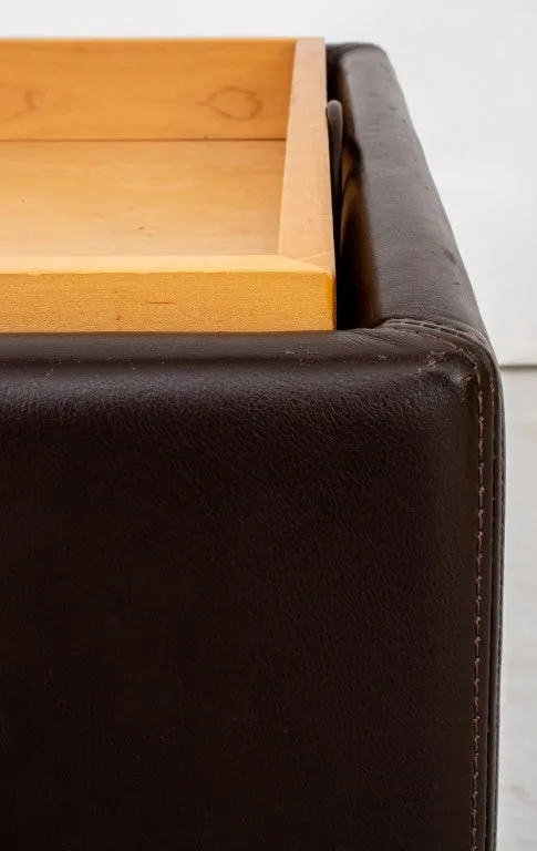 Contemporary Leather Tray Table Storage Ottoman