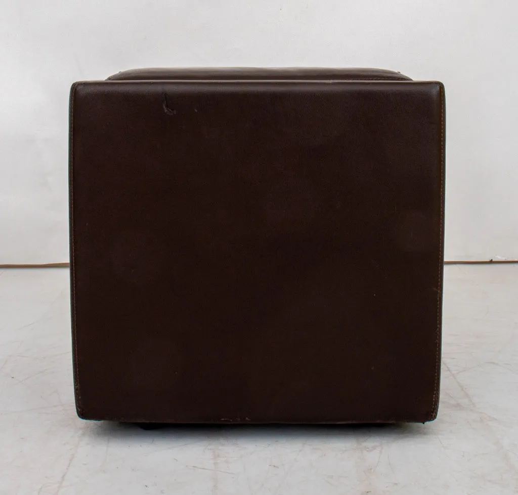 Contemporary Leather Tray Table Storage Ottoman