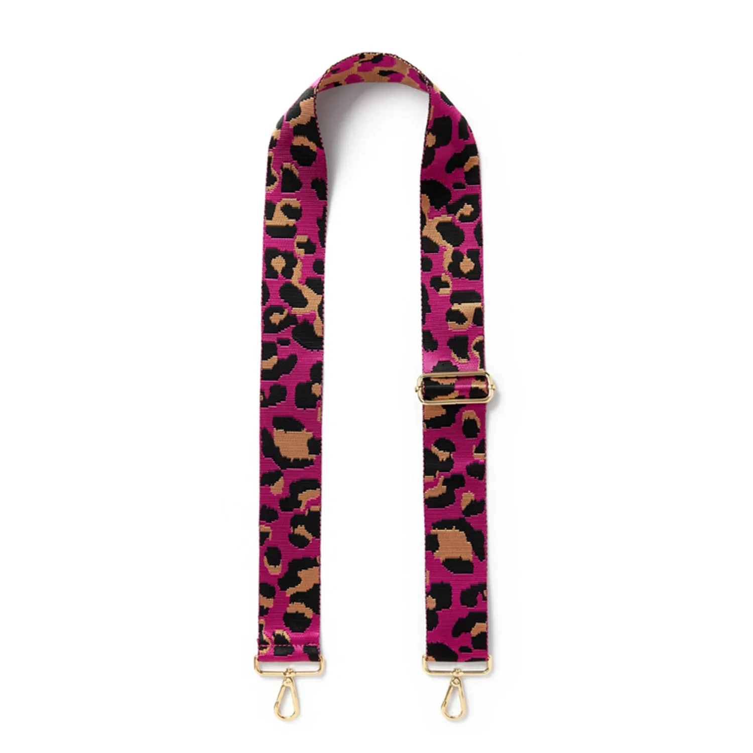 Crossbody Strap - Leopard Print in Fuchsia Pink (Gold Hardware)