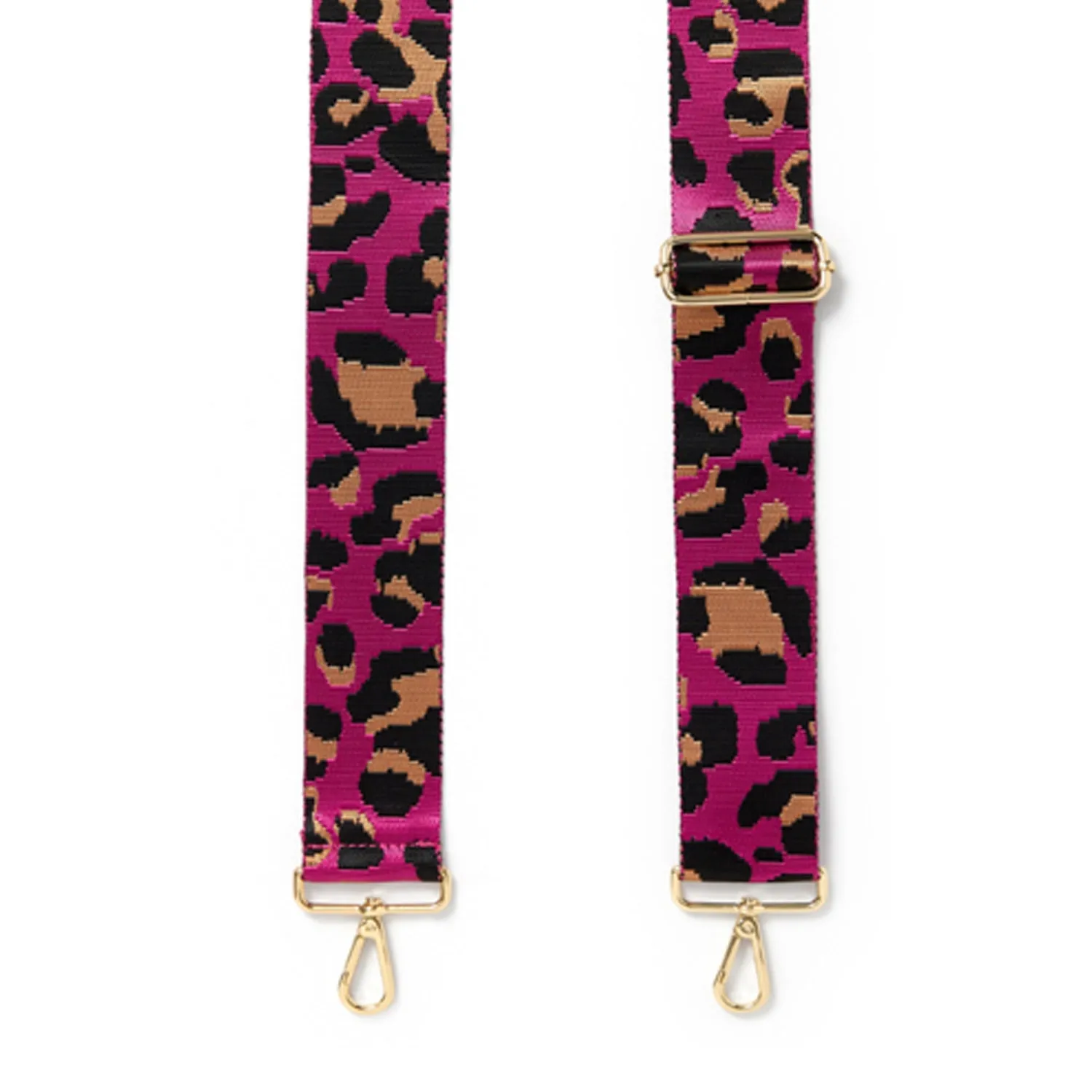 Crossbody Strap - Leopard Print in Fuchsia Pink (Gold Hardware)