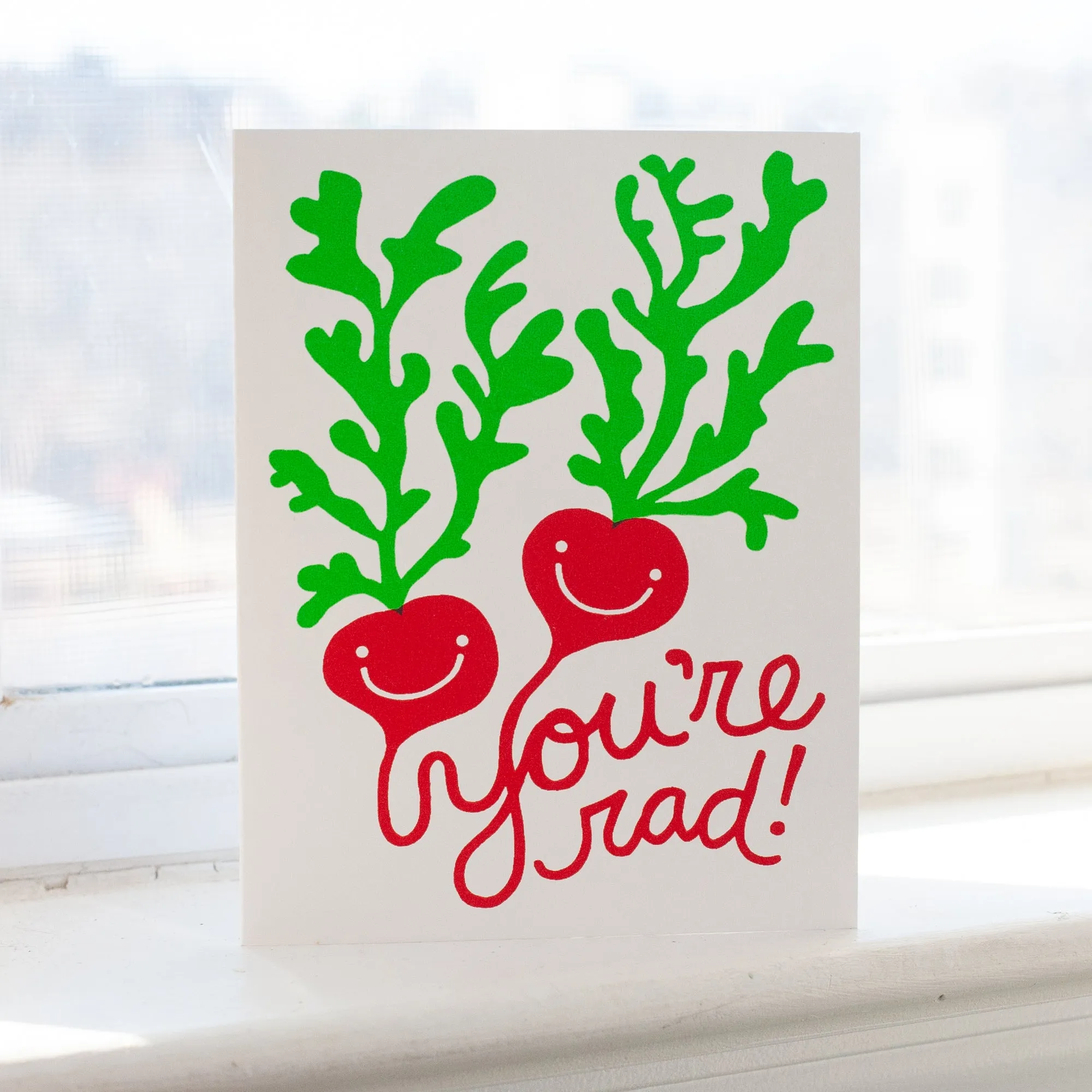 cute valentine card, you're radish friendship card, all-ages greeting card