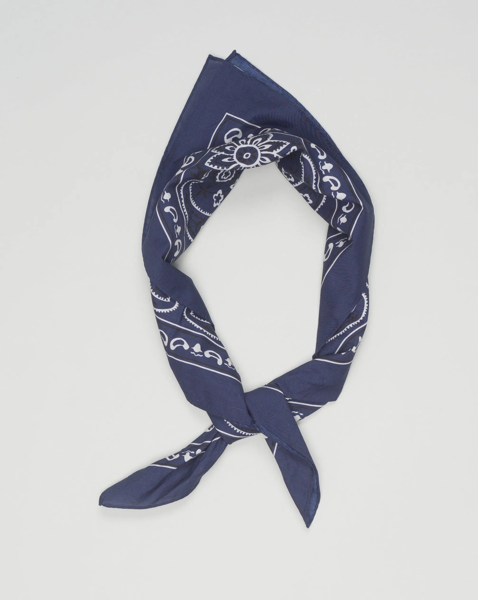 Drake's Cotton Paisley Bandana / Navy