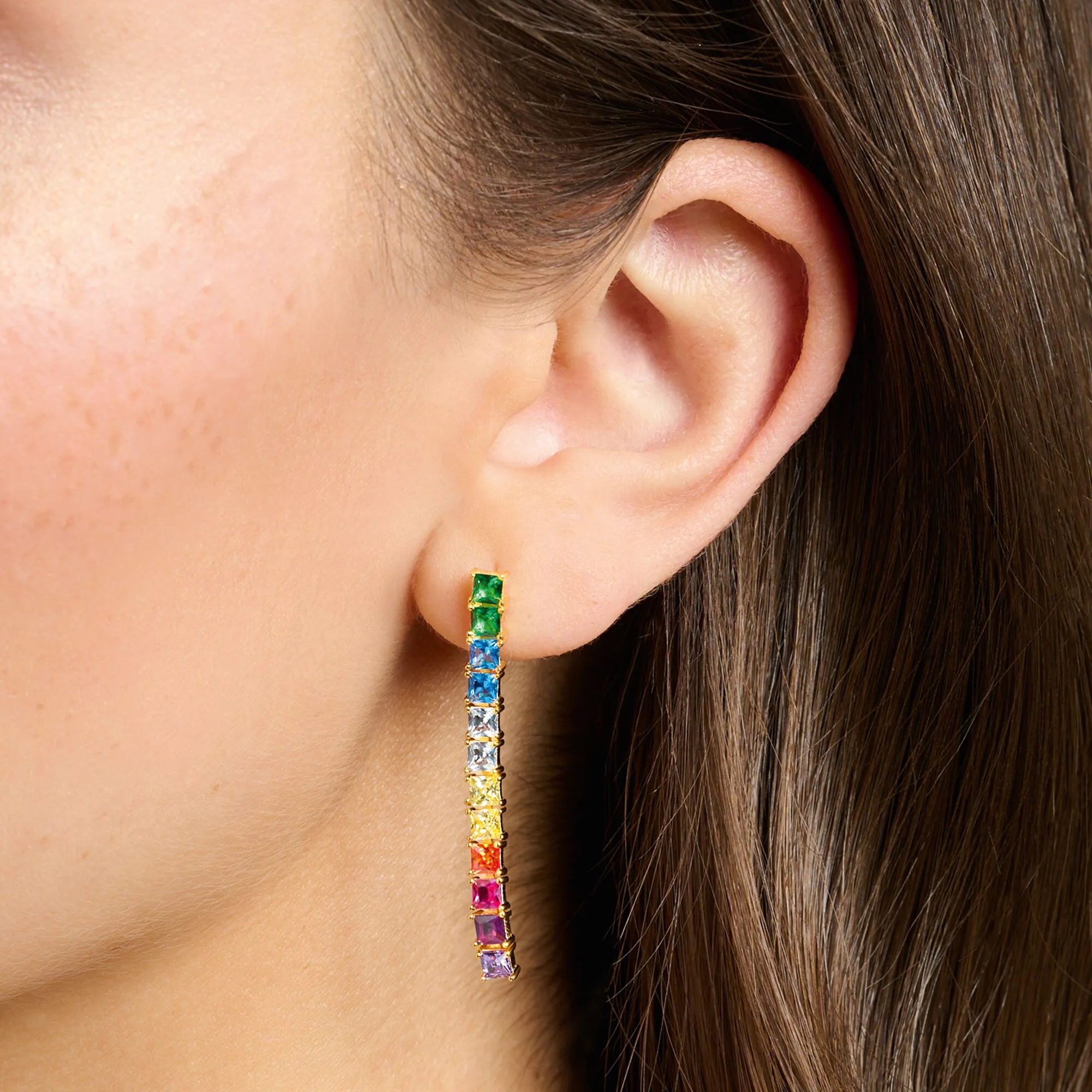 Earrings colourful stones gold