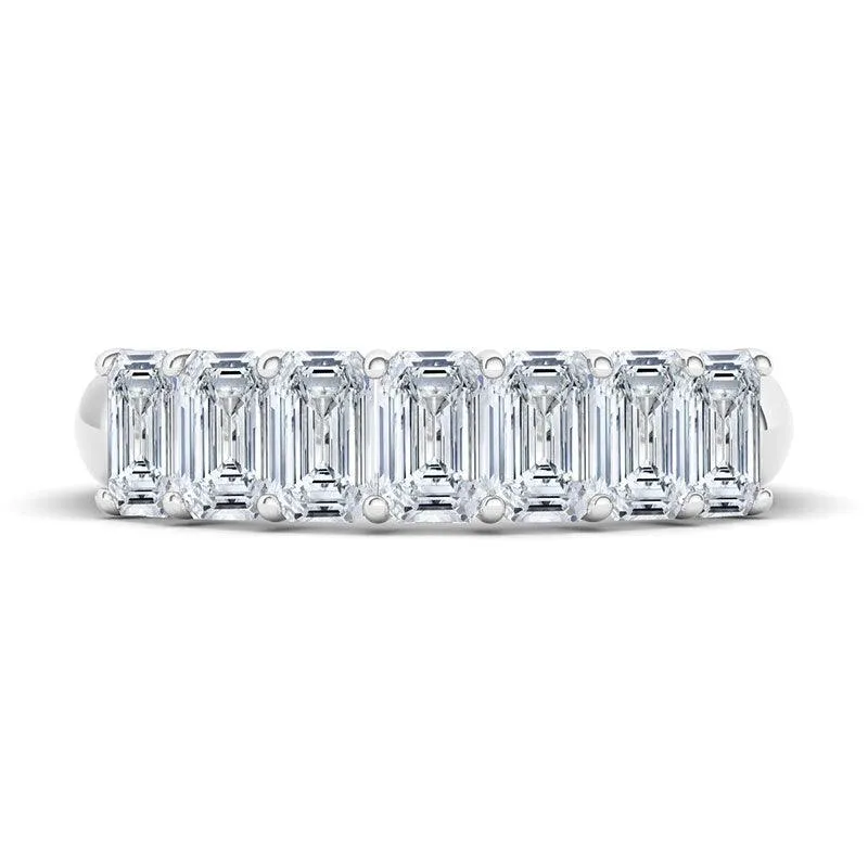 Emerald Cut Half Eternity Band