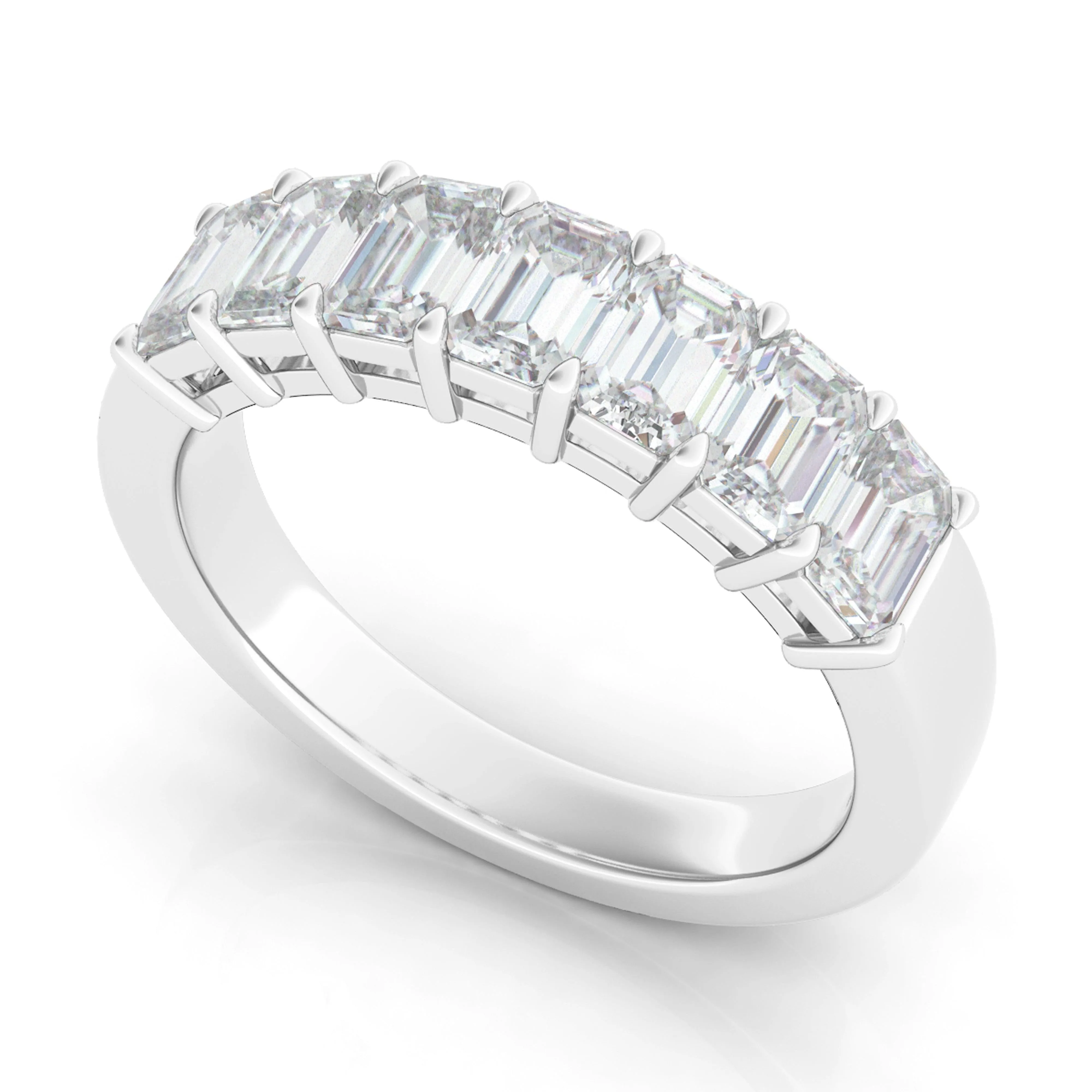 Emerald Cut Half Eternity Band