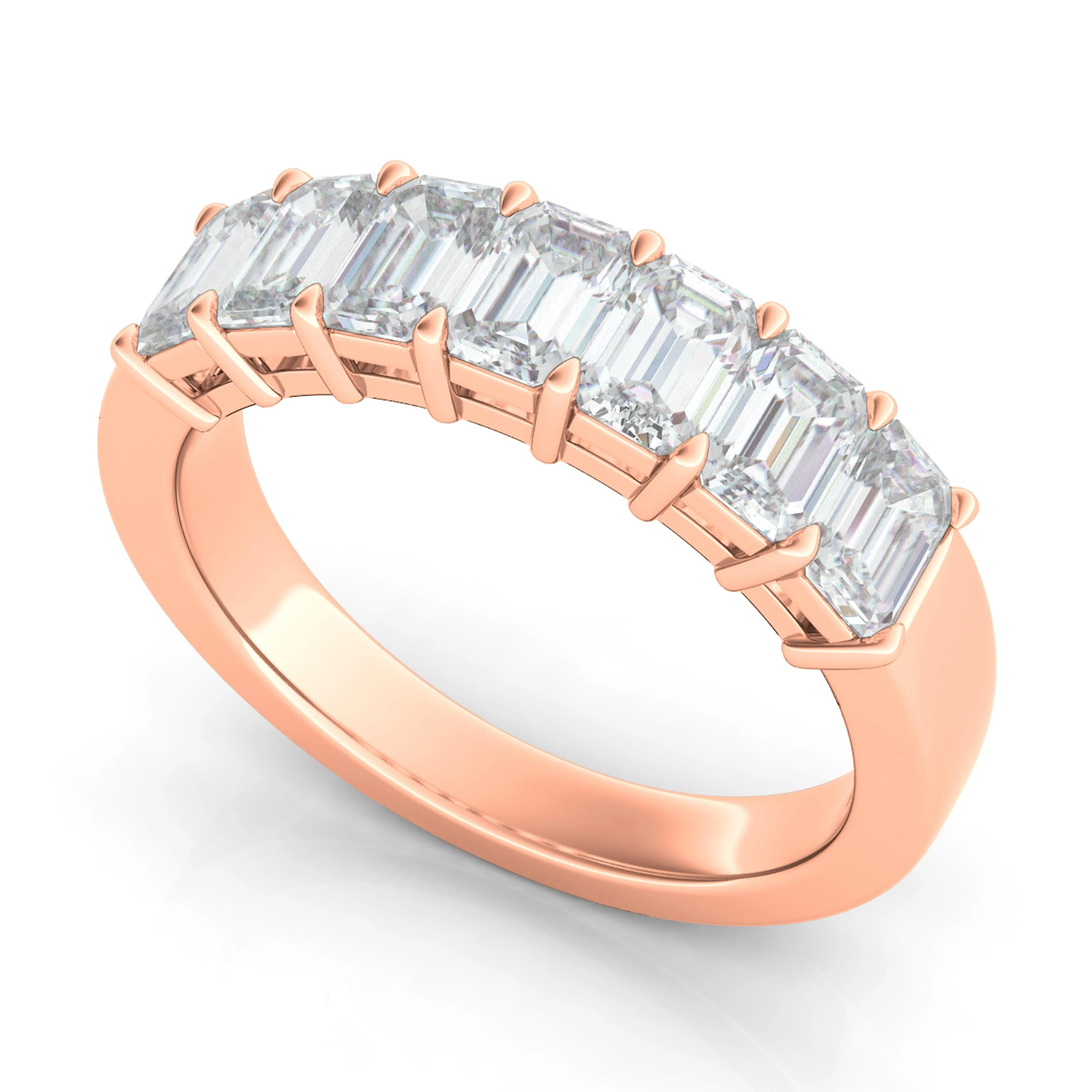 Emerald Cut Half Eternity Band