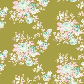 Fabric from Tilda, Harvest Collection, Autumn Rose Green 481502