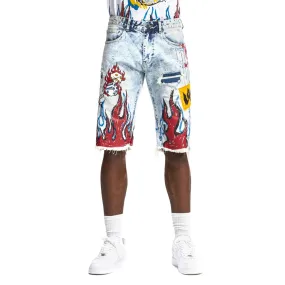 Flame Graphic Jean Shorts