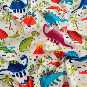 FS621 Dino World Cotton Fabric Cream