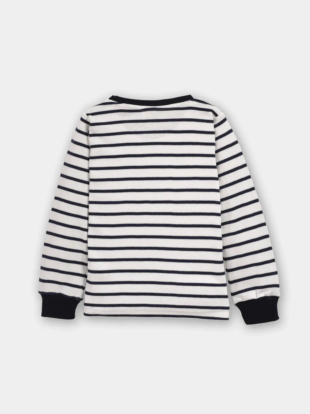 Full sleeve black small line stripe pattern in white cuff t-shirt for baby