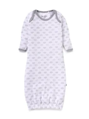 Full sleeve white & grey sleeping gown for baby girl