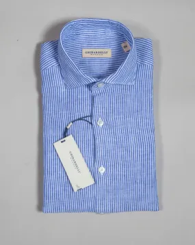 Ghirardelli Washed Linen Stripe Shirt / Blue