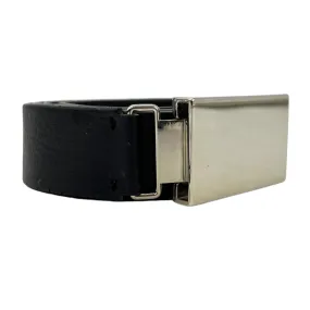 Giorgio Armani Leather Belt with MCM Silver Tone Buckle - Black