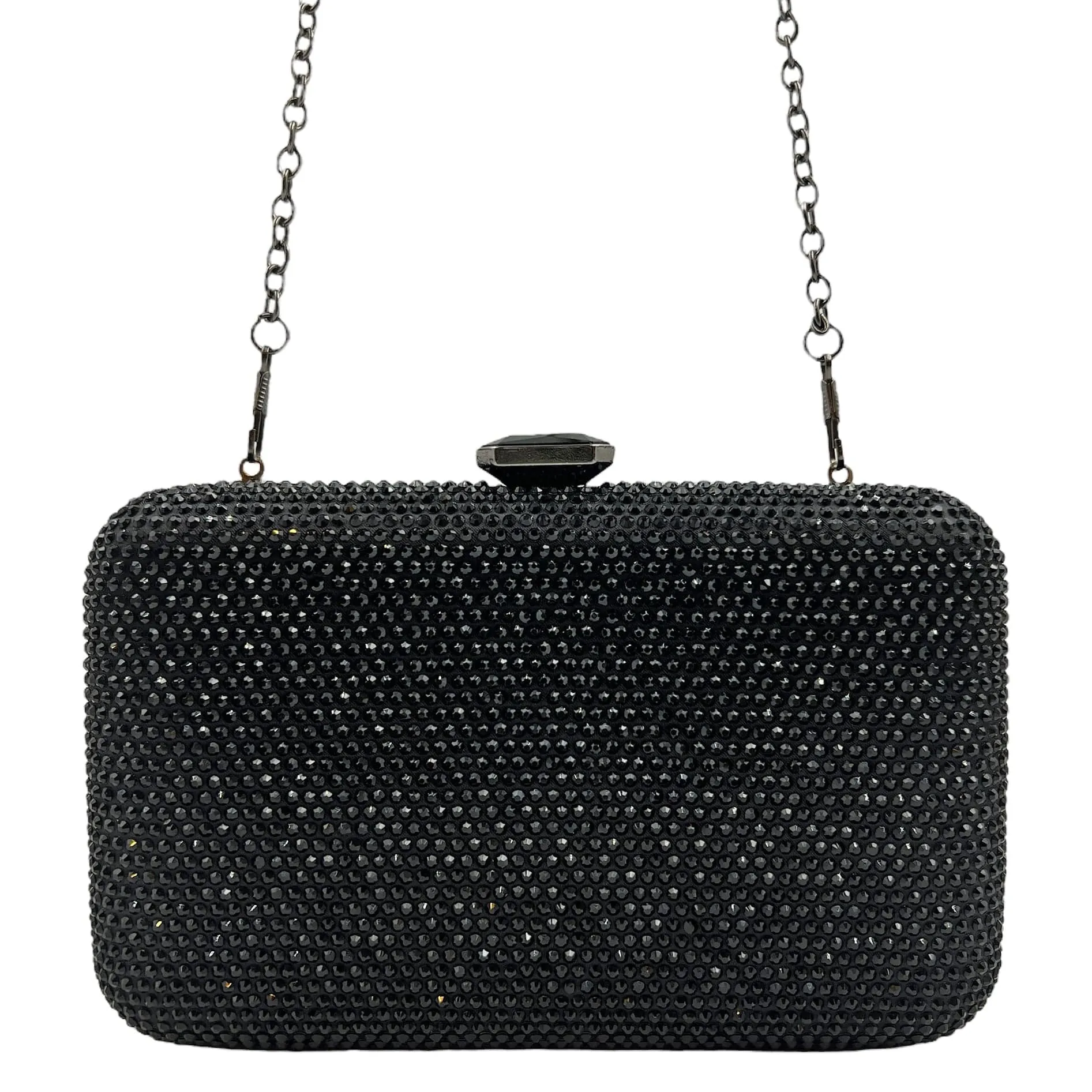 HANDBAG Rhinestone Convertible Clutch Evening Bag - Black New w/Out Tags