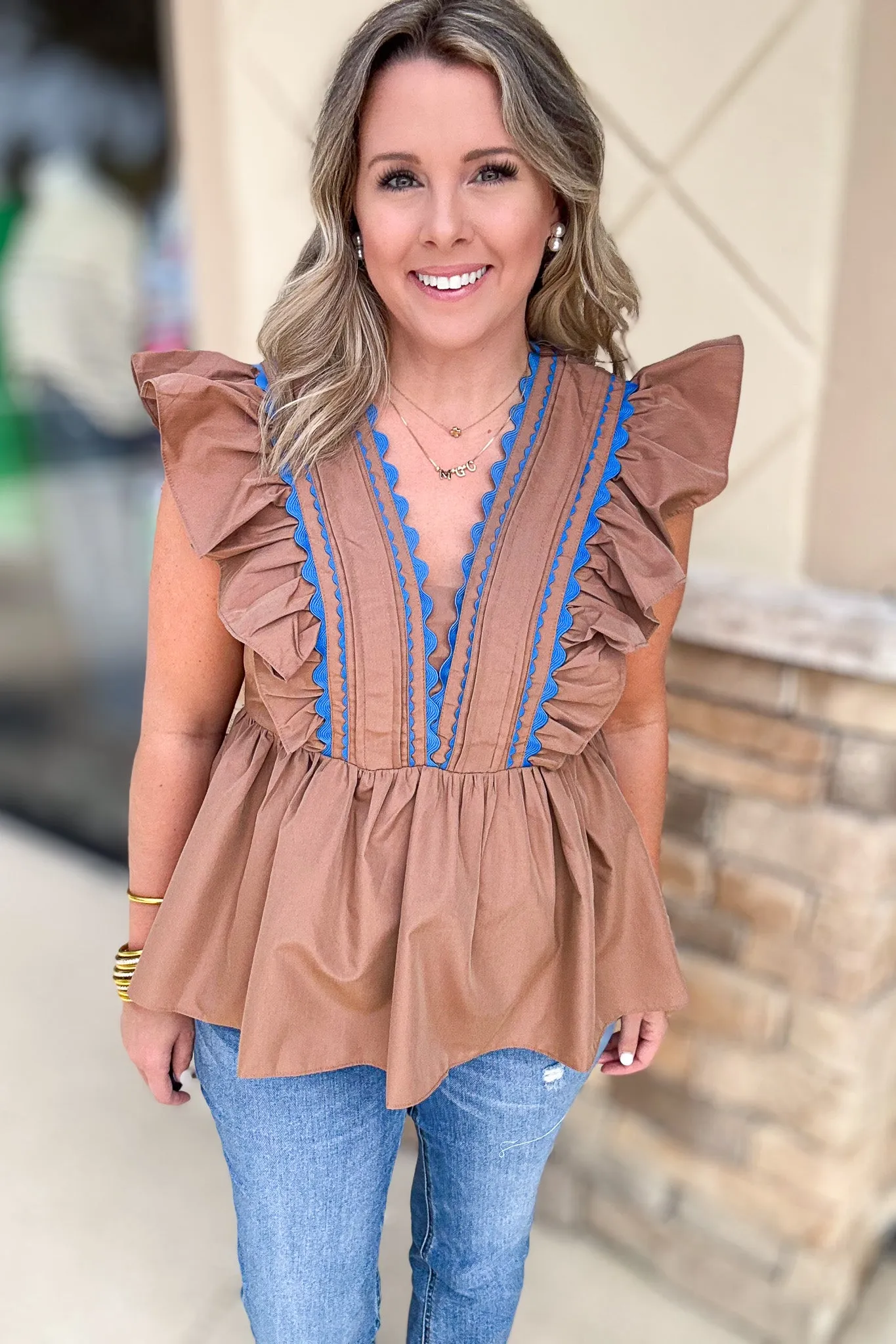 Have Mercy Ruffle Top - Mocha