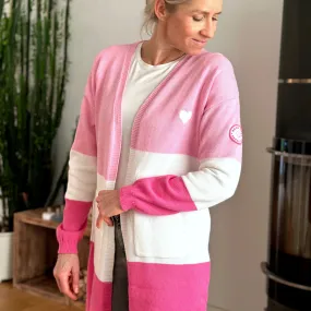 Herzlein® Cardigan "Vanessa" mit Herz in Rosa - Weiß - Pink