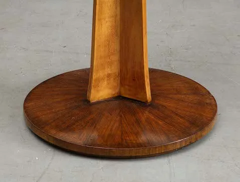 Italian Midcentury Triangular Fruitwood Side Table with Glass Top, c. 1940