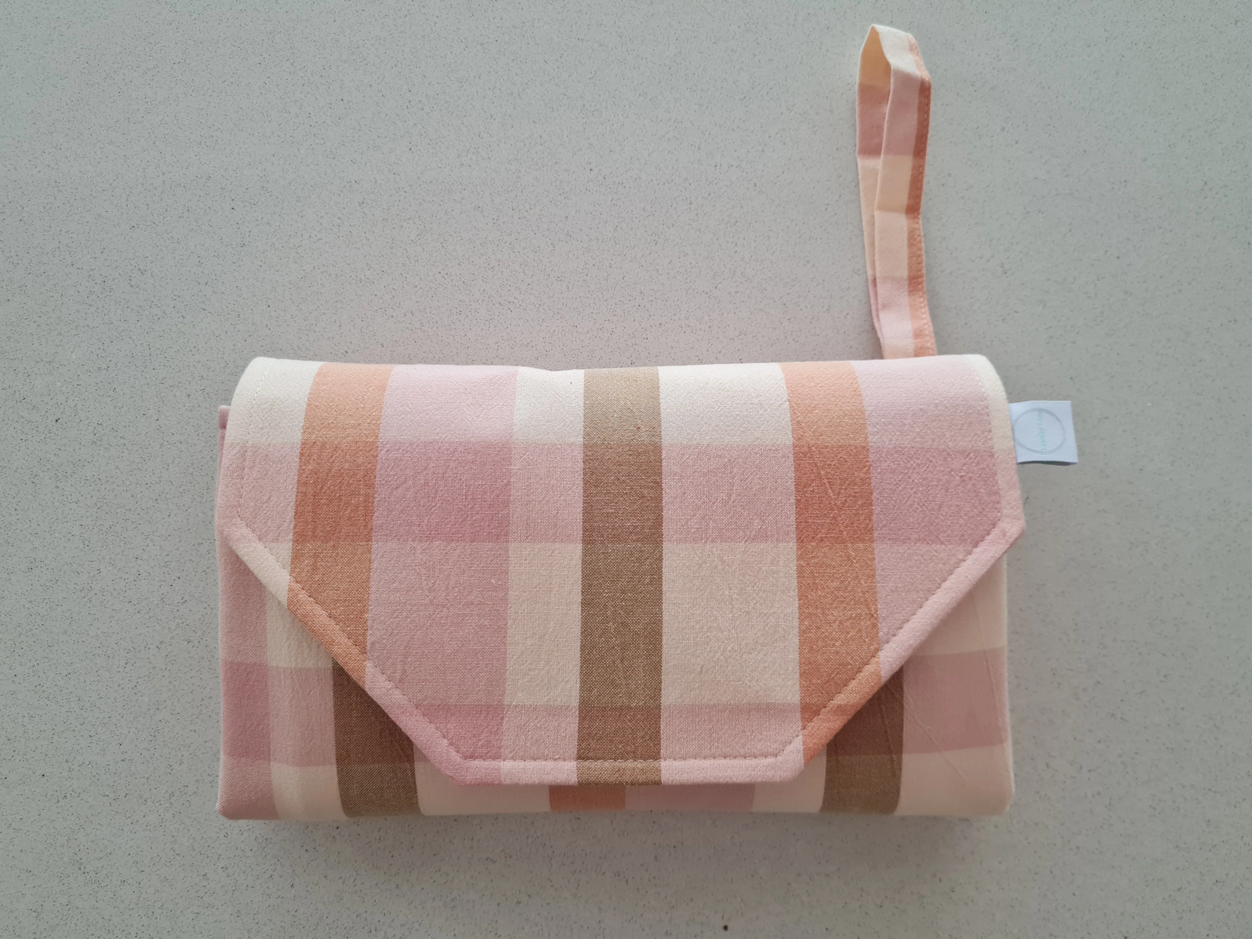 Ivory & Pink Gingham change mat clutch (Pre Order - Dispatches in 12 days)