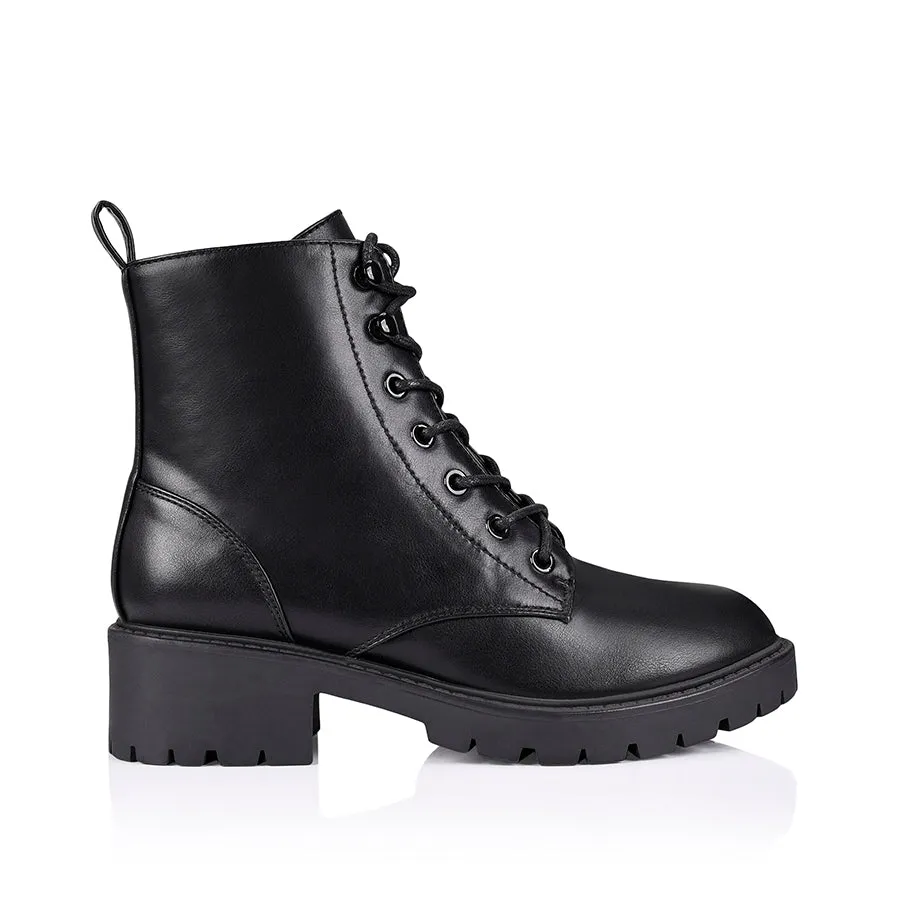 Jasmin II Combat Boot - Black Smooth